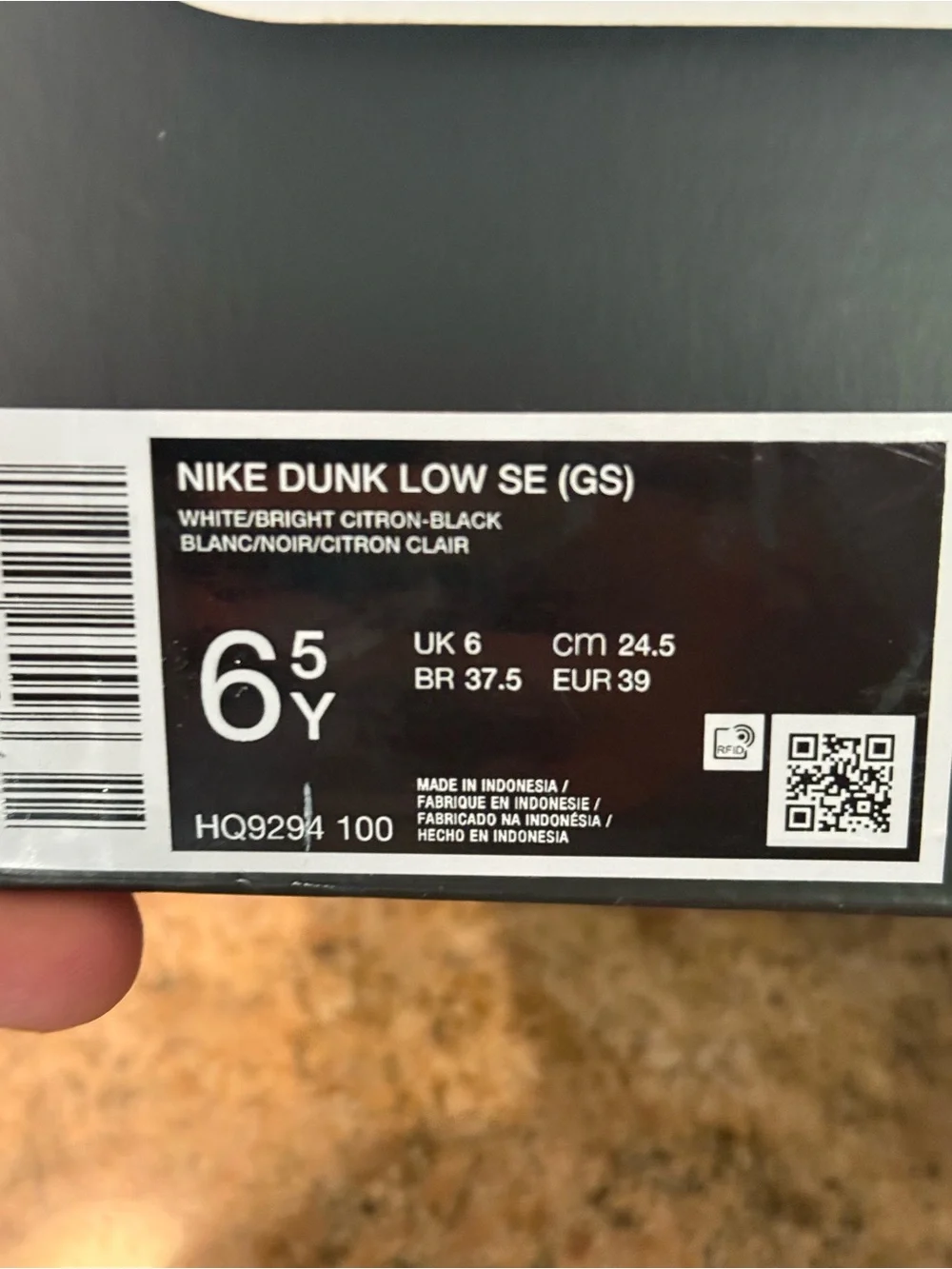 Nike Dunk Low Panda size 6.5 Y HQ9294100 YOUTH 6.5